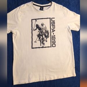 USPA T-Shirt- white with Navy- large